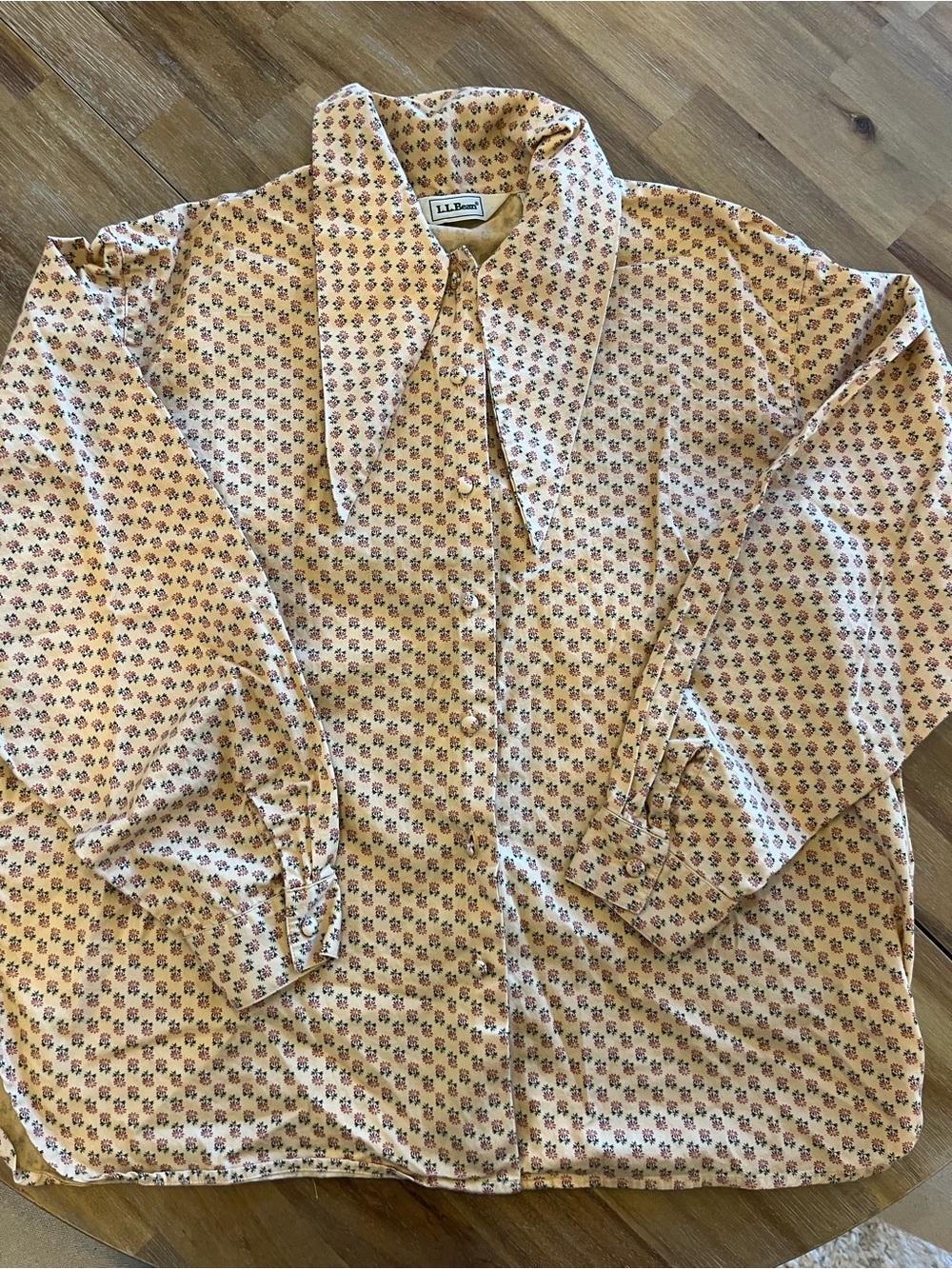 Bean Vintage Cotton Calico Tie-Neck Blouse**